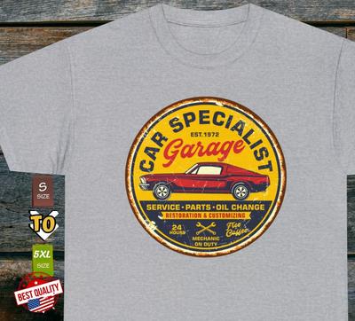 Retro Sign T Shirt Car Specialist Old School Vintage Classic Motor Tee