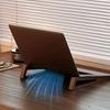 Portable Foldable Wooden Laptop Stand-Ergonomic 12° Adjustable Angle, Cooling Ventilation Triangular Design,Office Accessory