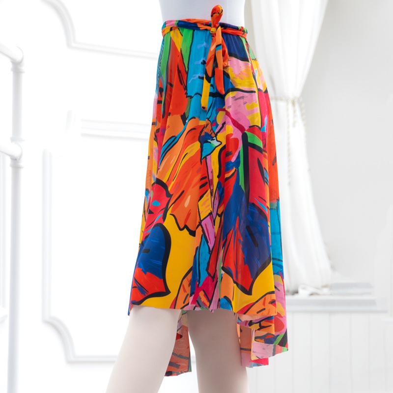 

Женская миди-юбка-пачка на шнуровке - Эластичная сетка с принтом для танцевальной практики One Size