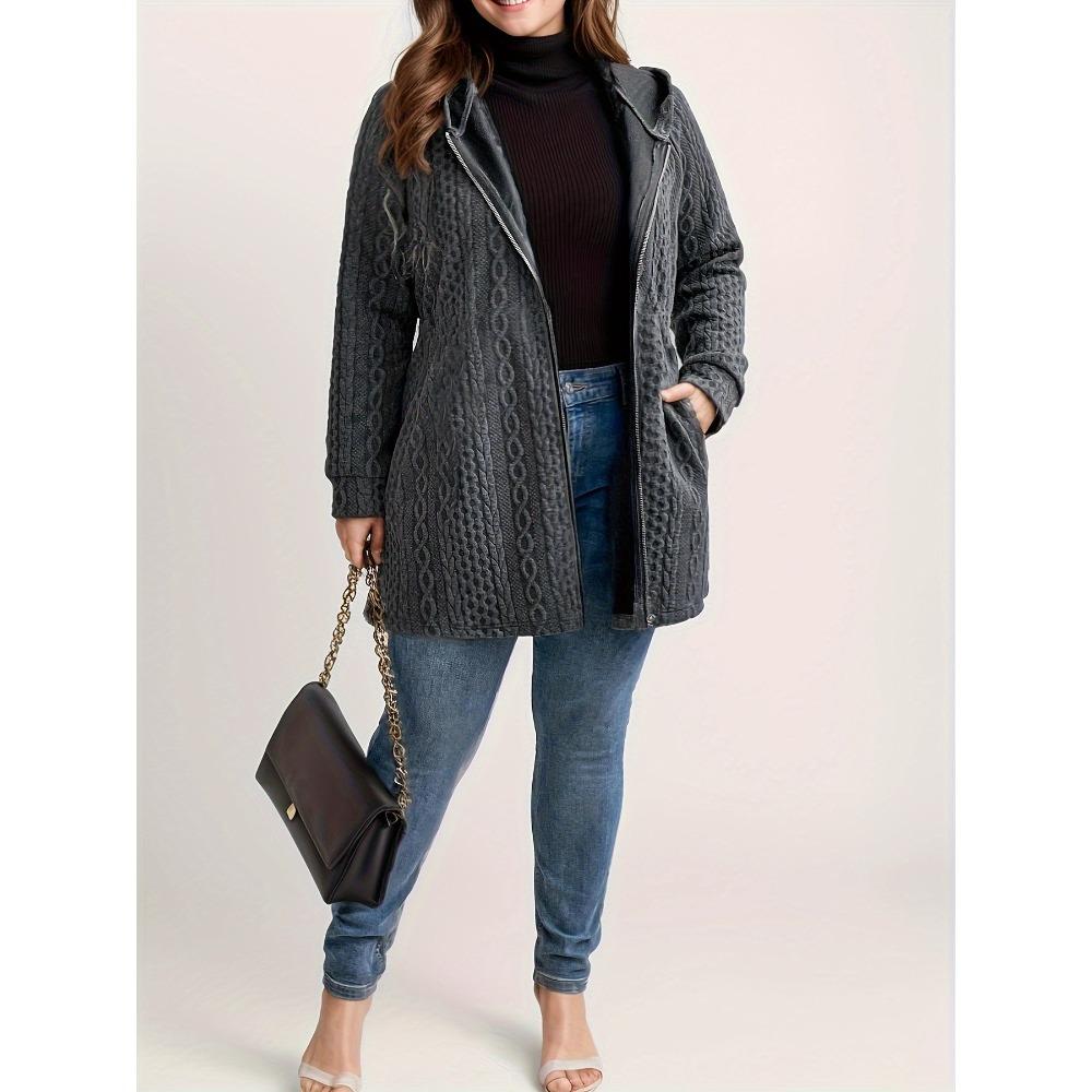 Damen einfarbiger Hoodie mit Wellenstich und aufgesetzter Tasche, lockere lässige Langarm-Herbst-Winter-Oberteile