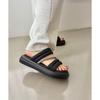 ORiental TRaffic Platform Rhinestone Padded Sandals Soft Cushion Comfort Black 61224