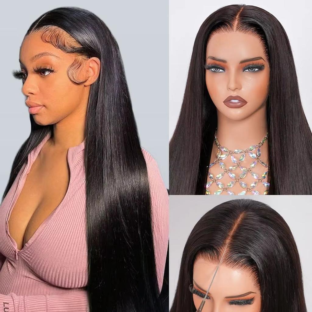 5*5 Glueless Lace Wigs Virgin Straight Human Hair Wear And Go Lace Frontal Wigs 13x4 HD Transparent Pre-Cut Lace Front Wigs