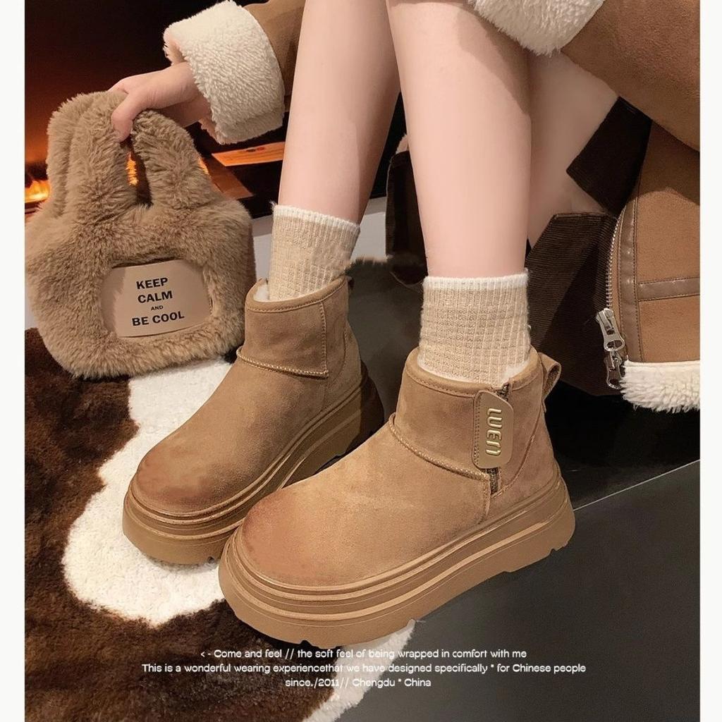 Snøstøvler dame vinter fløyel fortykket tykksålet sklisikre snø bomullsstøvler varme korte støvler