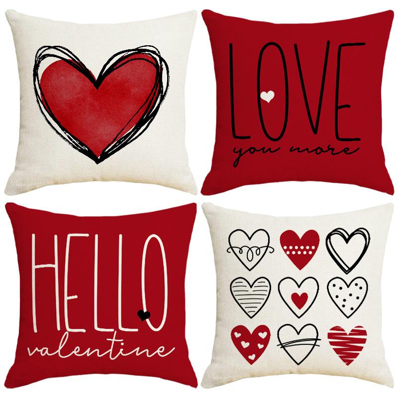Red Love Valentine's Day Pillowcase Living Room Decorative Letters Pillowcase Sofa Bedroom Cushion