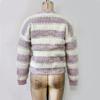 Autumn and Winter Women's Cardigan Solid Color Striped Splicing V-neck Knitted Sweater Jacket