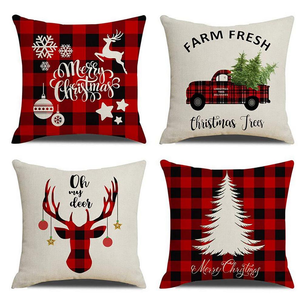 plaid deer pillow
