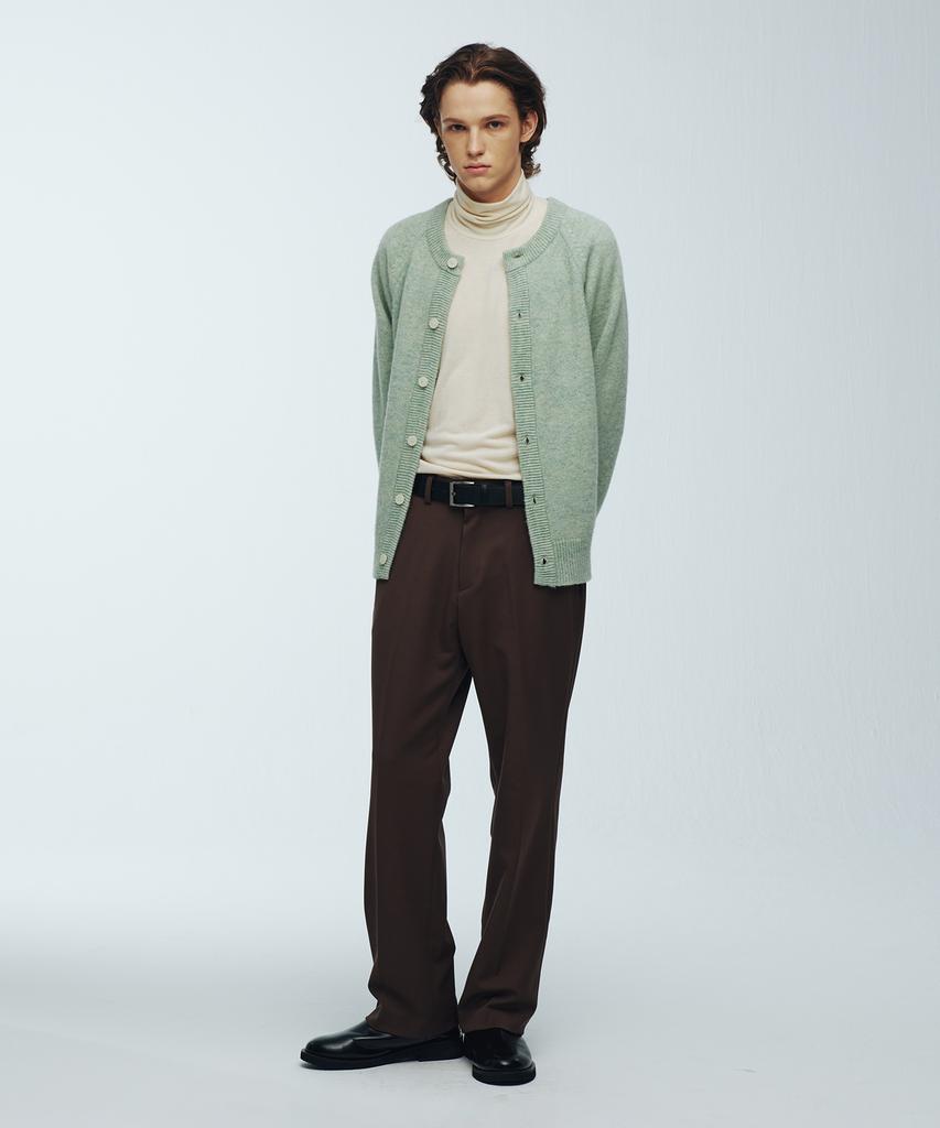 Knitted Shaggy Dog 100% Wool Round Cardigan Mint