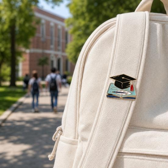 Brooch Pin, Small Graduation Hat Design Lapel Pin, Enamel Design Secure Metal Pin for Uniforms Bags Scarves Shirts