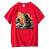Men's High Quality T-shirt 100% Cotton Anime Knife Cat Print Loose Summer Short Sleeve Men T Shirt Male T-shirt Tops Tees