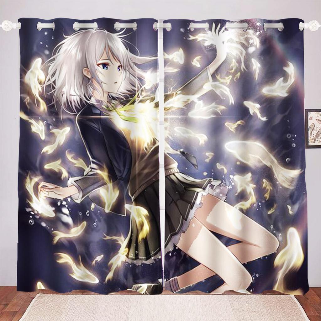 Anime Girl Digital Print Curtain Cartoon Window Animation Bedroom Fashion Style Cute Home Decoration Polyester Curtains Light Blocking Made Of Decor