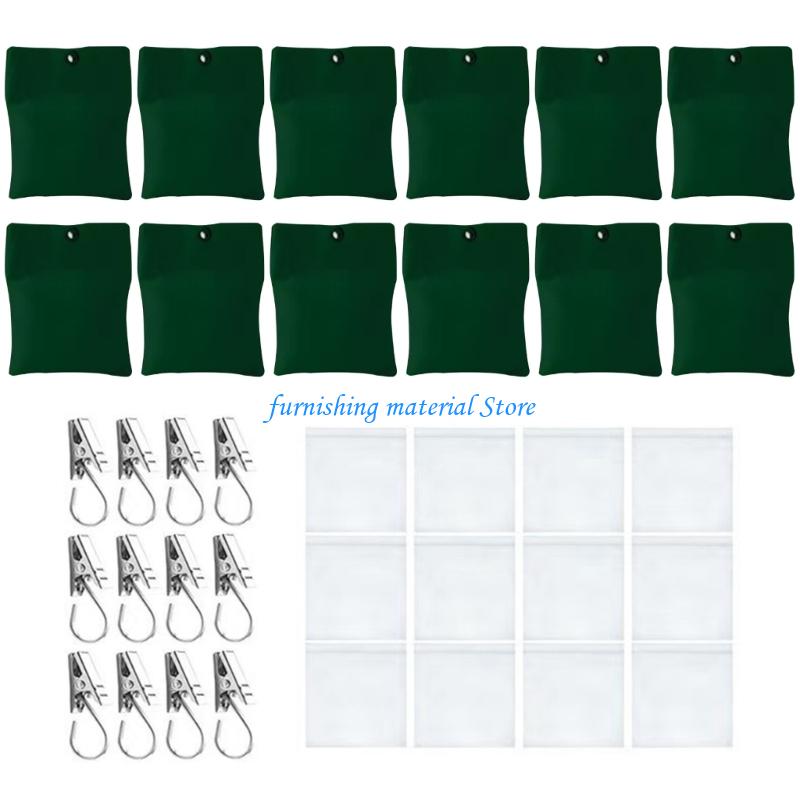 Y5GD Outdoor Weighted Curtain Anchors with Seal Bags Thickened Canvas Material & Rustproof Clip 12pcs For Wind Resistance