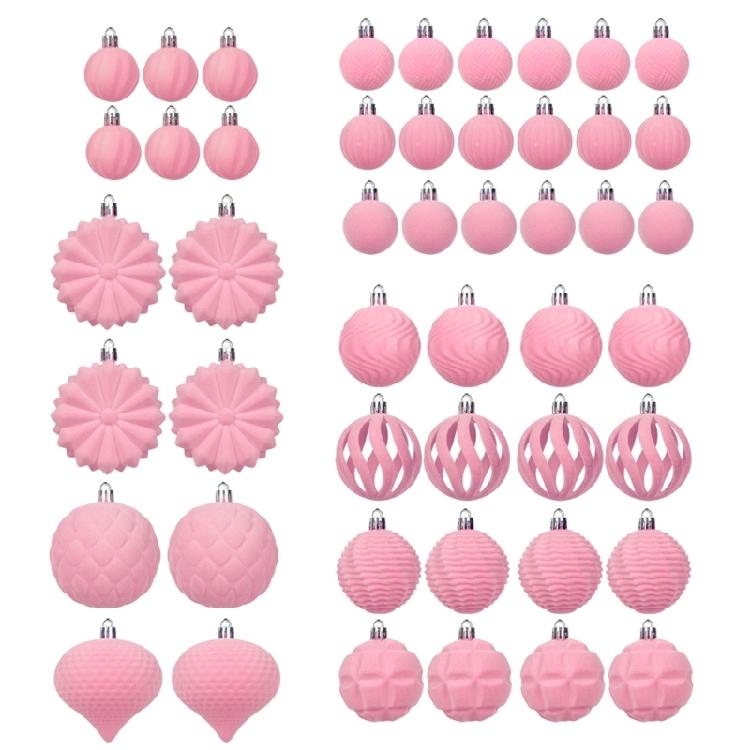48Pcs Shatterproof Christmas Baubles Velvety Ball Hanging Ornament Christmas Tree Decoration For Wreath Mantels Window