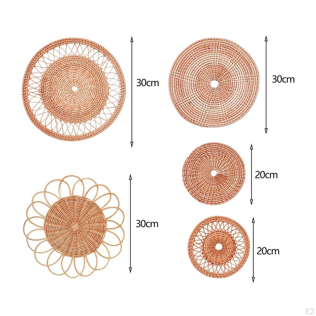 Miniature Dollhouse Round Table And Rattan Woven Wall Art Unique Furniture Decor for Pretend Life