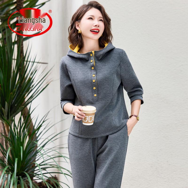 LangSha Women s Casual Hooded Sweatshirt & Pants Set 3XL