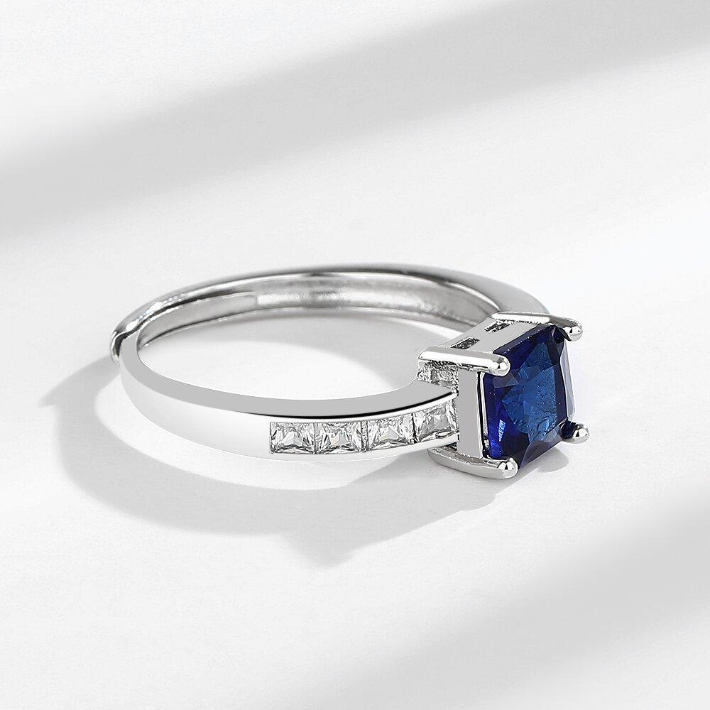 Copper Stylish Simple British Style Elegant And Calm Square Emerald Zircon Ring