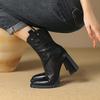 Small Temperament Pointed Martin Boots Women's Thick Heel Autumn and Winter New Waterproof Table Single Boots Retro Thick-soled High-heeled Short Boot