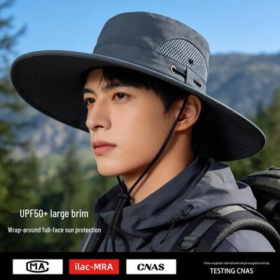 Men's Wide Brim Summer Sun Protection Bucket Hat for Hiking and Fishing
