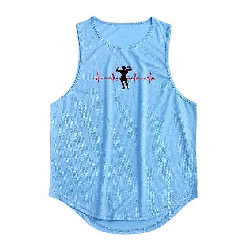 Muscleguys Summer New Youth Bodybuilding Vests Men’s Printed O-neck Quick Dry Breathable Workout Sleeveless t-Shirt