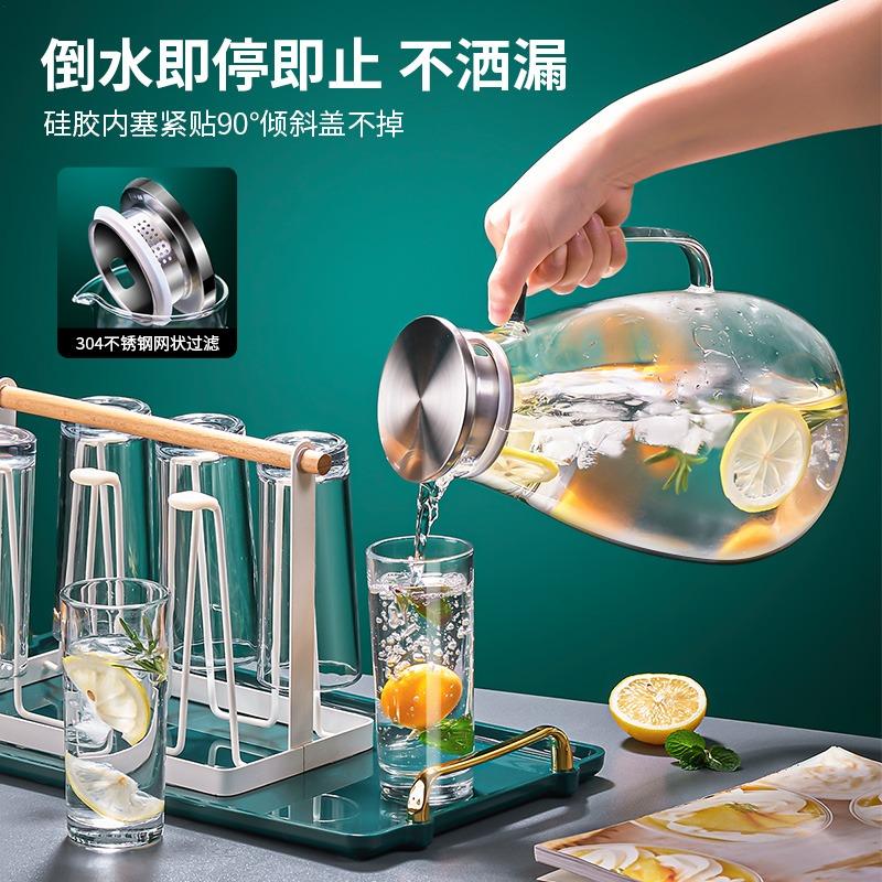 Borcan de apă cu mâner, ceainic de apă rece și căni de apă, ceainic rezistent la căldură și explozii, set de ceainic de mare capacitate