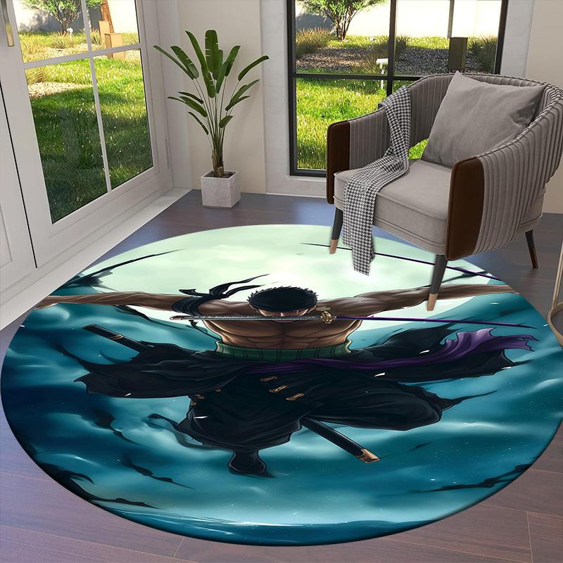 Roronoa Zoro Round Area Rug Carpet Rug For Living Room Bedroom Sofa Playroom Decor Nonslip Floor Mat