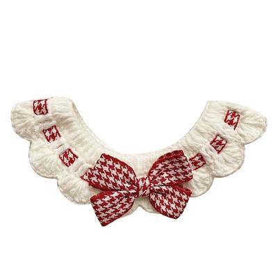 Haustierhalsband Niedliche Schleife Dekor Katze Hund Lätzchen Wolle Gestrickt Haustierhalsband zur Dekoration Fotografie Rot S