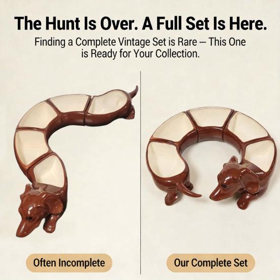 Bandeja de Aperitivos Dividida Vintage Dachshund 5 Compartimentos Bandeja para Servir Resina Plato para Snacks para Queso Frutos Secos Frutas Regalo Decorativo para Amantes de los Perros Anfitriones