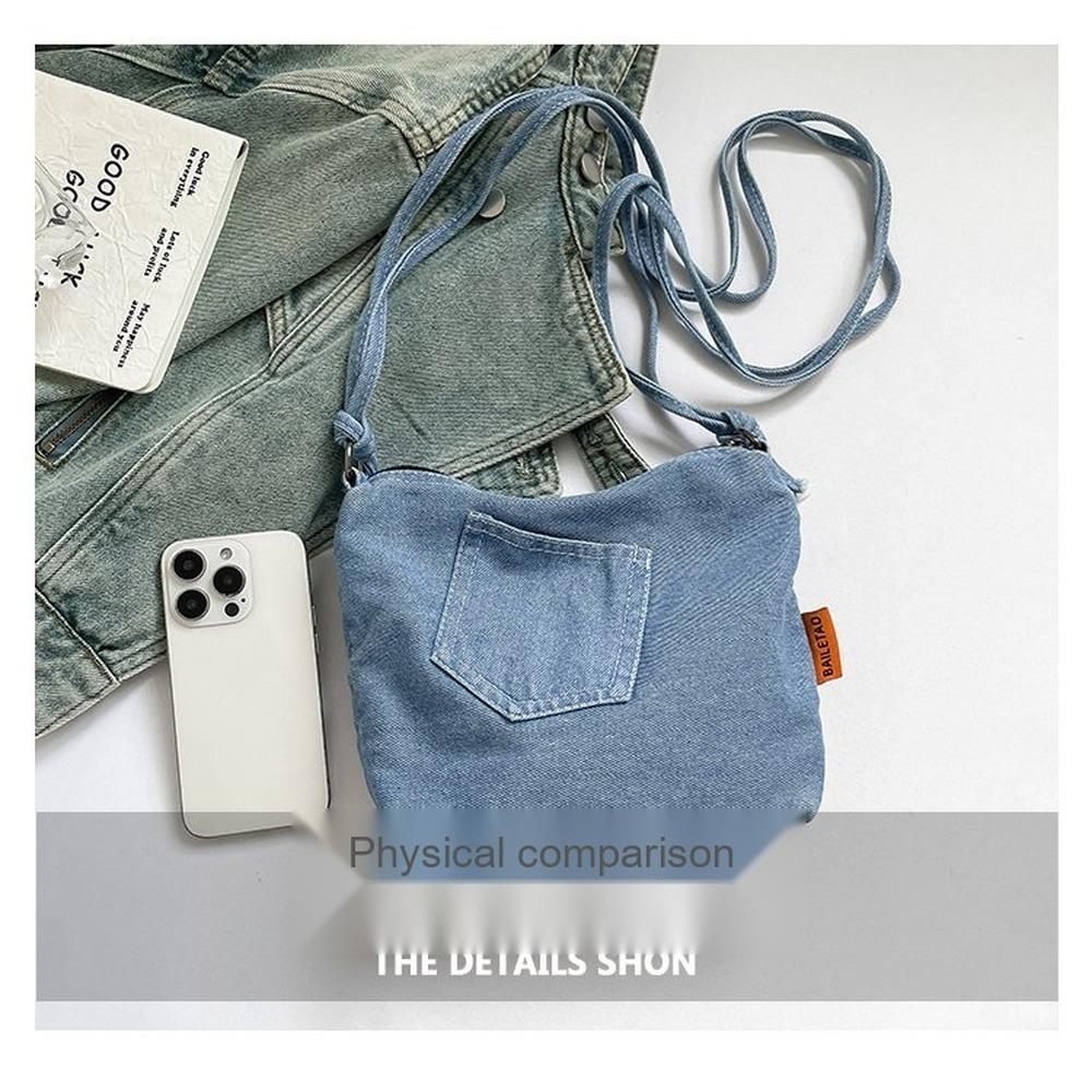 Gewaschene Denim-Tote-Bag mit großem Fassungsvermögen, Damen-Umhängetasche
