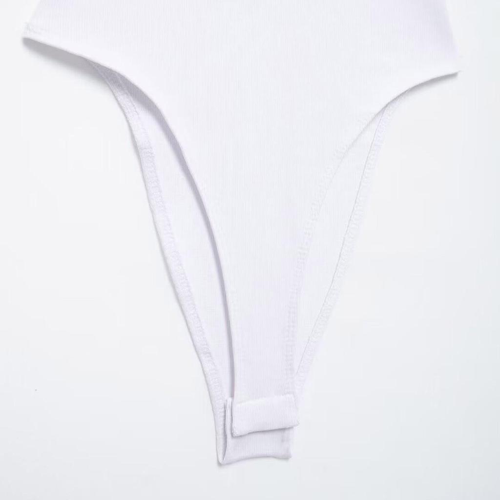 Figurbetonte gerippte Bodys für Damen, O-Ausschnitt, Träger, Druckknopfverschluss, Damen-Playsuits, Sexy Mode