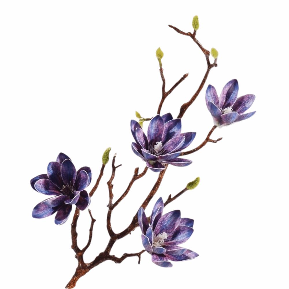 Multi-Bloom Artificial Magnolia Flowers Branch Pink Plastic Fake Flower  Living Room Ornaments
