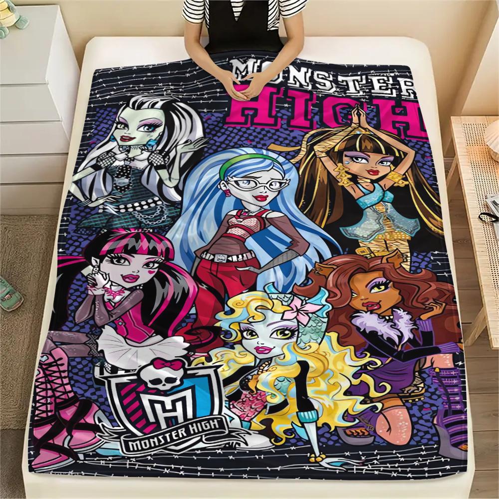 1 Stück Monster High Druck Flanelldecke, Hohe Qualität, Bequem für alle Jahreszeiten, Heimdekoration, Wärme und Komfort, Perfekt für Weihnachtsgeschenke