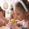 6Pcs Wooden Simulated Egg Creative DIY Graffiti Painted Natural Wood Eggs Lightweight Odorless Egg Toy Home Decoration