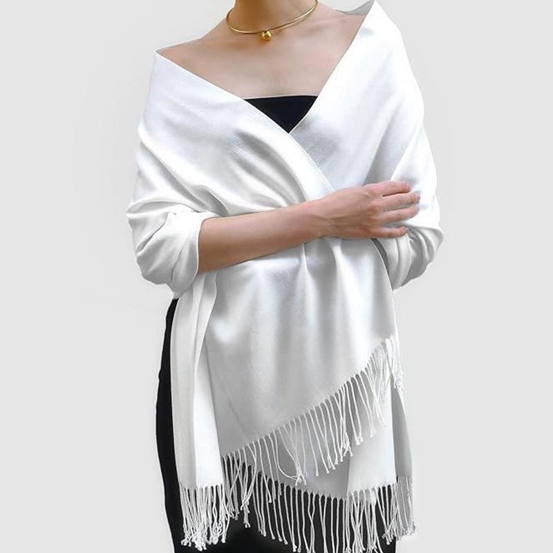 European-American Thickened Warm Winter Scarf: Long, Wide, Imitation Cashmere Shawl In Solid Colors