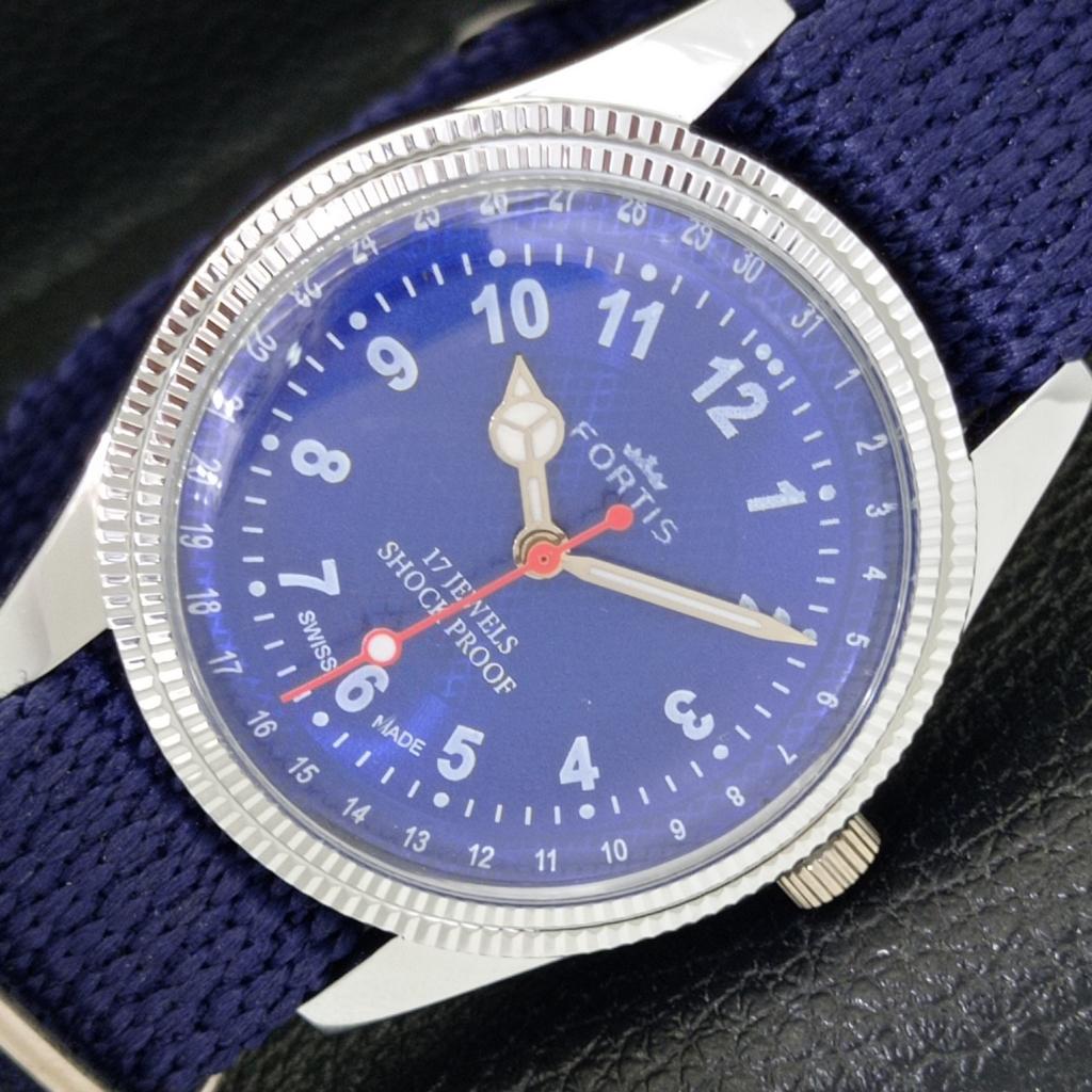 

REFURBISHED HAND-WINDING SWISS MENS BLUE COLOR DIAL WATCH a431680-2 R108-a431680