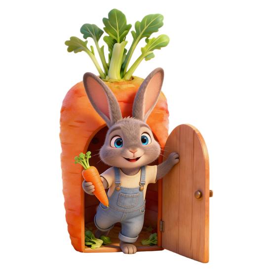 Påskhare Öppnar Dörr Väggdekal Självhäftande Rolig Morotskanin Klistermärke för Toalett Kök Kylskåp Vardagsrum Sovrum Dekor