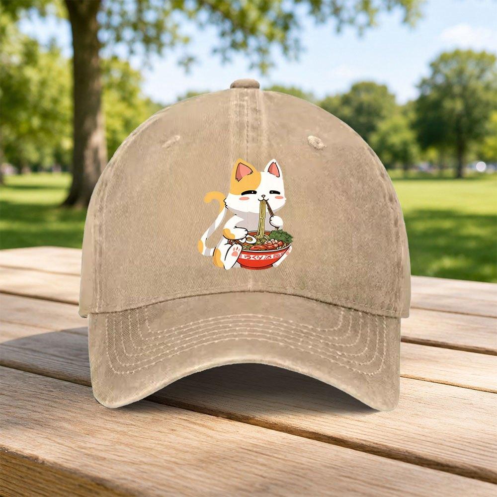 RaUnisex Cat Hand Wash Baseball Cap Unisex Casual Dad Hat Retro Streetwear for Outdoor Travel Daily Wear