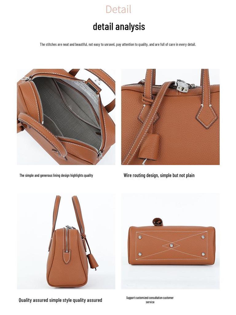 2025 Victoria Small Capacity Leather Boston Shoulder & Crossbody Bag