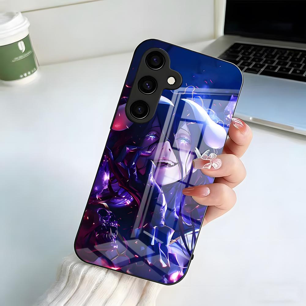 Аниме чехол для телефона A-Albedo для Samsung A25 A13 A33 5G A54 A36 A35 A56 A52 A14 Ударопрочный стеклянный чехол Samsung A05