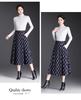 Spring 2026 High-Waist Grid Pleated A-Line Midi Skirt