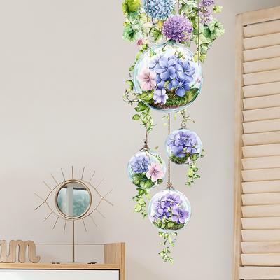 Watercolor Leaves and Flowers Wall Sticker Self-Adhesive Removable for Bedroom Living Room Entryway Home Decor