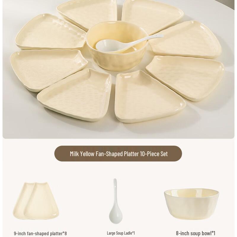 Huazao Baijia ZJ Festive Ceramic Dinnerware Set 10-piece set with soup bowl