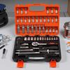 53-Piece Tool Set with 1/4" Ratchet Wrench, Sockets & Screwdrivers for Car/Motorcycle Repair