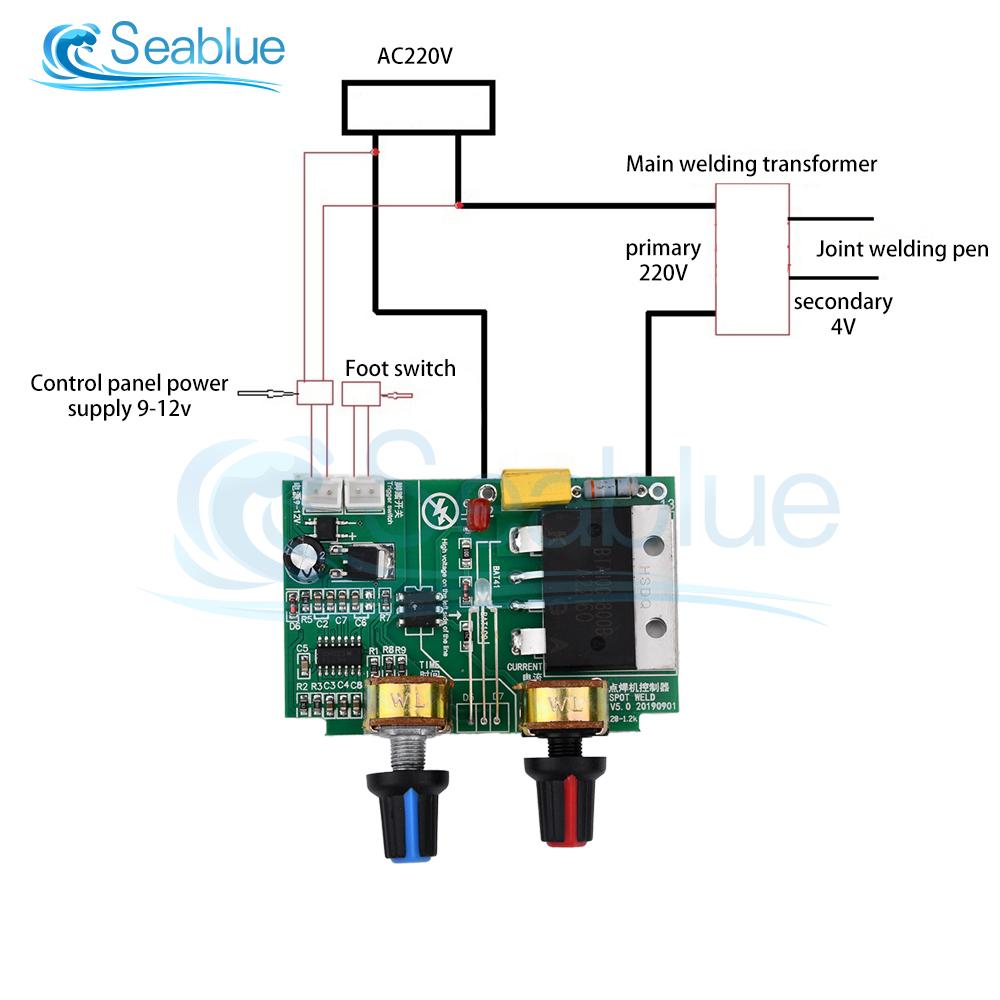 41A 100A Spot Welding Machine DIY Spot Welding Machine Time Current Control Board Lithium Battery Power AC220V to 9V Transformer