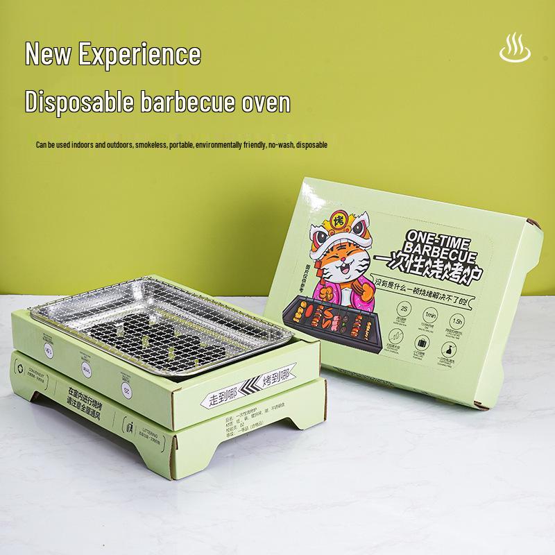 Portable Smokeless Charcoal Grill - Ideal for Family BBQs, Camping, Seafood, and Meat Grilling Outdoors.