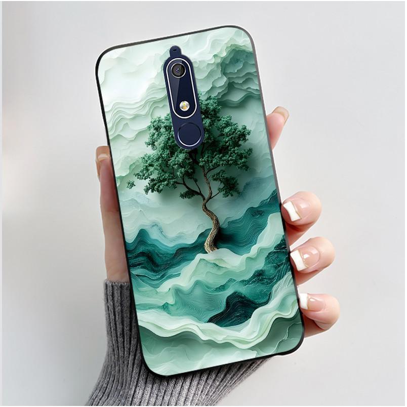 Custodia carina per Nokia 5.1/Nokia 5.1 Plus/Nokia X5/Nokia 5 Cover Shell Stampata Cover Protettiva Silicone Morbido Cartone Animato Nera
