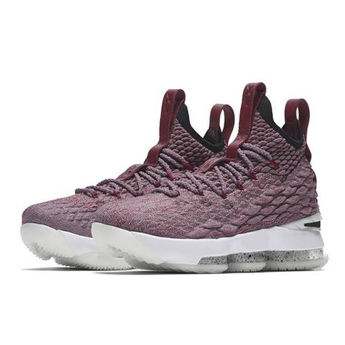 Nike Lebron 15 'Wine Red' Slip Resistant Cushioning Mid Top Children's Basketball Shoes Red White Teenagers 922811-201
