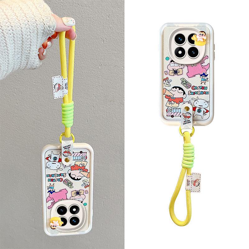 Redmi Note 14 Pro Cartoon Rivet Rope Leather Texture Fashion Case