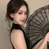LOYELEY Lace Fan Flower Fan Foldable Dance Performance Fan for Spanish Dances Quixote and Spanish Decorative Fan for Dance Performance Practice Ballet