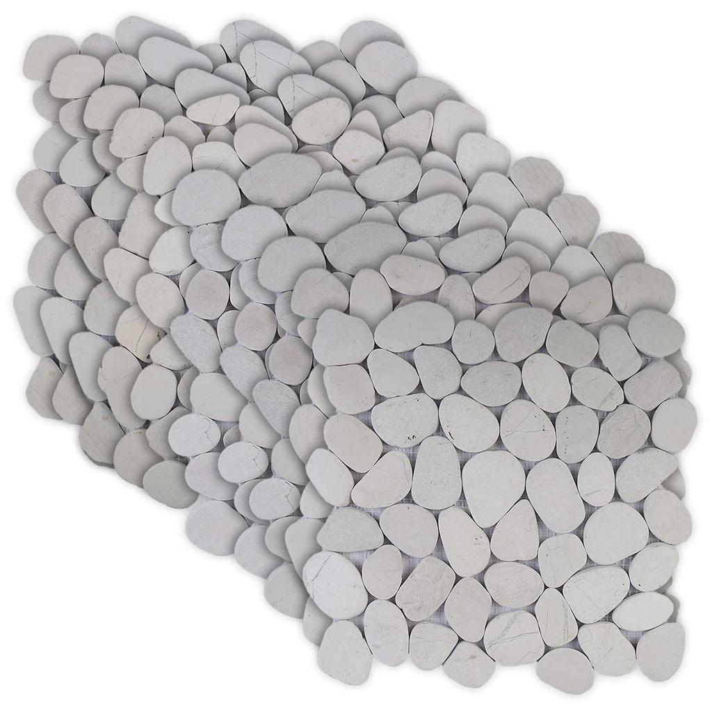 Pebble Tiles White 30 x 30 cm River Pebbles