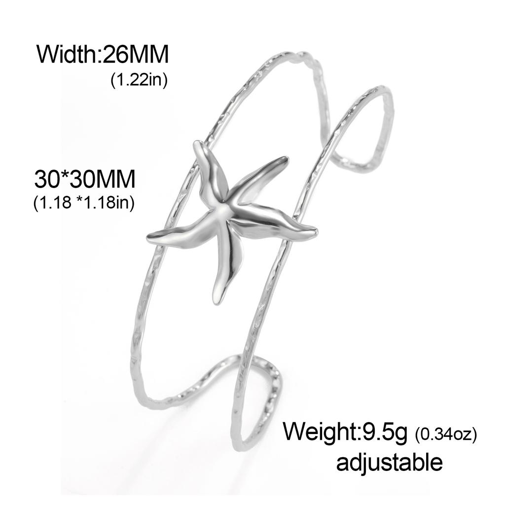 Cazador Starfish Cuff Bracelets for Women Stainless Steel Adjustable Waterproof Bangle Bracelet Jewelry Mother's Day Gift