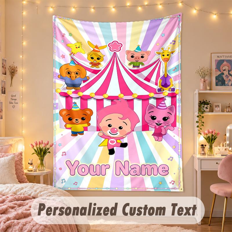 Benutzerdefinierter personalisierter Wandteppich, El Payaso Plim Plim Druck Benutzerdefinierter Name Text Wandkunst zum Aufhängen für Schlafzimmer